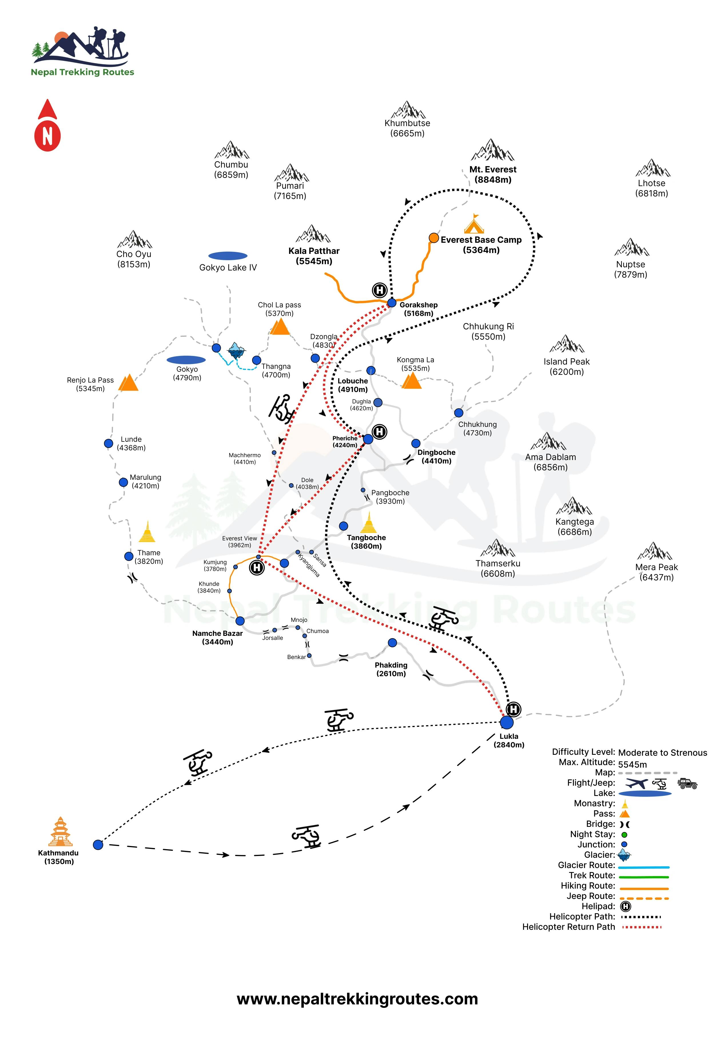 Everest Base Camp Helicopter Tour Map