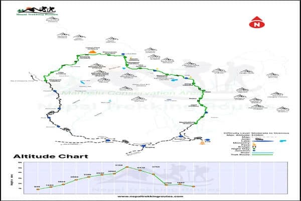 Manaslu Circuit Trek map
